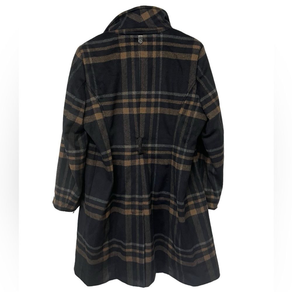 CALVIN KLEIN | Plaid Wool Blend Double Wrap Trench Coat PL - Picture 3 of 8